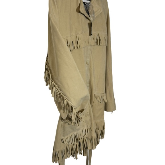 NWT $999 MSRP Joe's Jeans 100% Genuine Tan Leather Fringe Belted Jacket, Size M - Picture 7 of 15